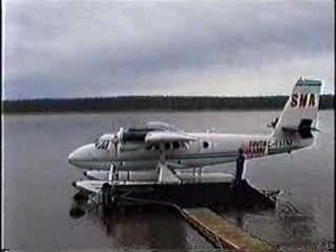Twin Otter lands on Mackenzie River