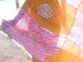 videos de Mustard Pure Georgette Bandhej Saree with Blouse