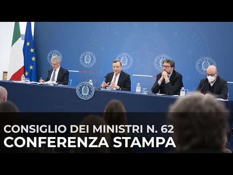 Conferenza stampa del Presidente Draghi con i ministri Franco, Giorgetti, Cingolani