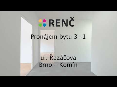 Video Pronájem zrekonstruovaného bytu 3+1 s lodžií, 75,4 m2, na ul. Řezáčova v Brně – Komíně