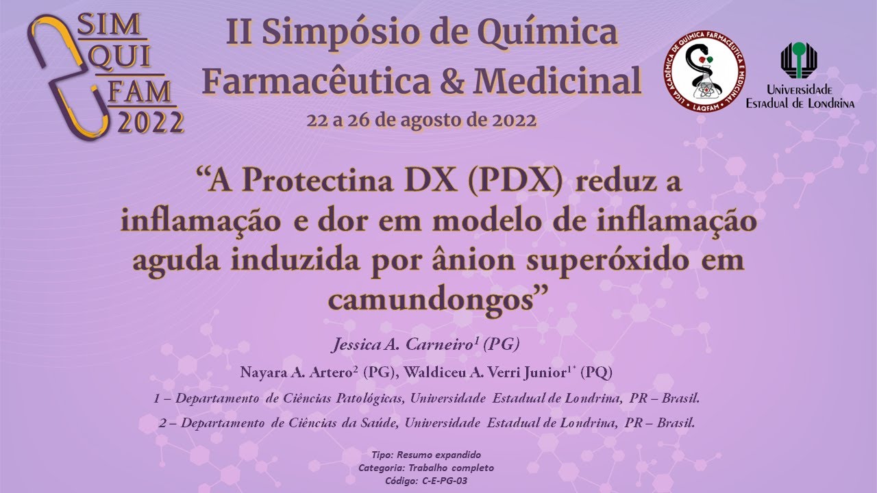 A Protectina DX reduz a inflamação e dor em modelo de inflamação aguda  em camundongos