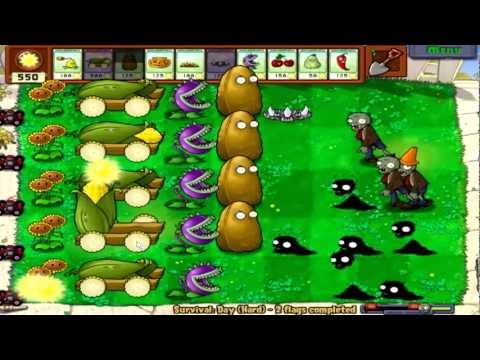 pvz - Trying out the Corn Cob Cannons as we head into Survival Hard Mode.