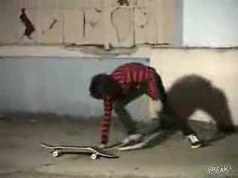 acidburnben - So this skater accidentally breaks his day old skateboard, he decided to finish it off, but the skateboard has other plans.
