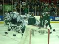 Sioux celebrate with their fans after an overtime victory Sioux celebrate with their fans after an overtime victory