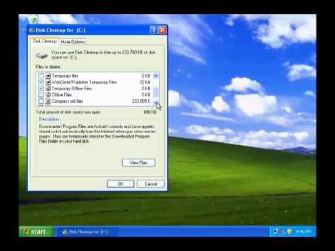 how to perform disk cleanup in windows xp