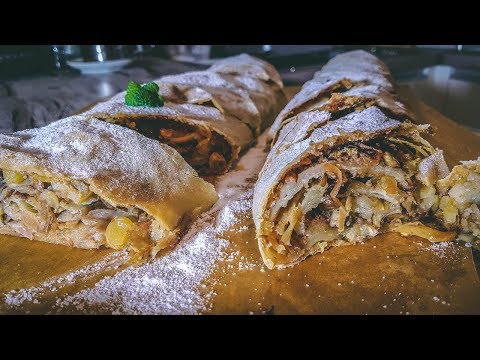 Яблочный Штрудель Простой Рецепт. ШТРУДЕЛЬ с яблоками рецепт