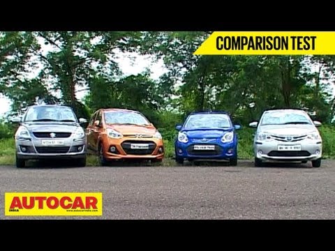 Hyundai Grand i10 Vs Toyota Liva Vs Maruti Swift Vs Ford Figo | Comparison Test | Autocar India Hyundai Grand i10 Vs Toyota Liva Vs Maruti Swift Vs Ford Figo | Comparison Test | Autocar India