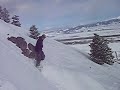 aaron doing a nice litte drop into some pow in jackson backcountry