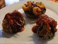 Hongos Portobello rellenos de camarón - Portobello mushrooms with shrimps