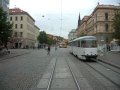 Tram riding through center of Brno, Tramvají přes centrum Brna