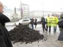 Coal dumped in front of coal polluters meeting in Poland