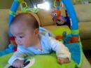 Andrew on tummy time - at 4 months
