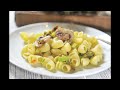 Codo con flor de calabaza y champiñones- Recetas de cocina italiana- Recetas de pasta
