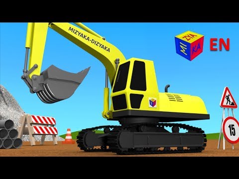 Cartoons for children about cars. Construction game. Crawler excavator. Big trucks for kids.
