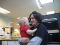 austin and auntie melanie are playing during his visit to the housing office here at ewu.