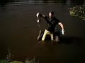 Golfer falls in river...
