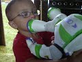 Spencer plays with Buzz