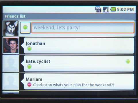 Google Talk - An overview of Google Talk on the world's first Android-powered phone, the T-mobile G1. http://www.android.com.