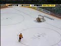 north dakota's robbie binz scored when he flipped a clearing attempt out of the und zone. the puck bounced several times before getting past minnesota goalie jeff frazee.