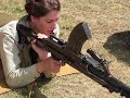 Erika shoots a Bren Gun
