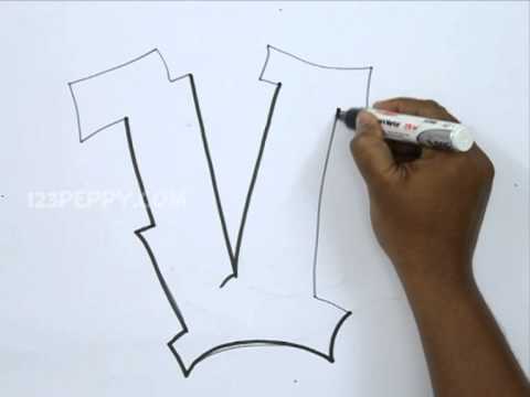 how to draw graffiti letter v