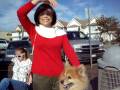 Mary and Lucky waiting for santa on the beach