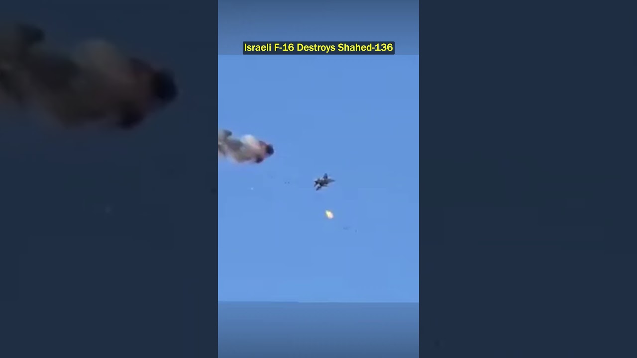 F-16 Fires Sidewinder at Shahed-136 in Close-Range Intercept!