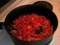 Aubergine - Red Capsicum Sabji~~~Ingredients~~~Red onion - 1 mediumTomato - 1 mediumAubergine - 1 bigRed capsicum - 2 mediumOil - 3 tbs.Cumin - 1 tspTurmeric powder - 2 tspCoriander powder - 2 tspChili powder - 2 tspGaram masala - 1 tspSalt - to taste Fresh coriander to garnish