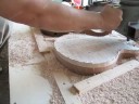 luthier carving out a les paul project guitar on copy carver no cnc