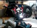 Guy crashes ATV in garage - atv, crash, fail, garage, idiot, quad