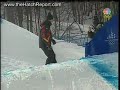 the whole race where lindsey jacobellis ends up giving up the gold in the last stretch.