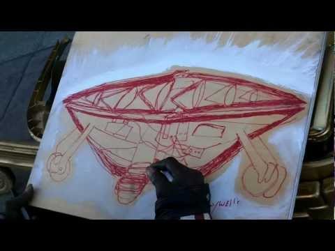 OutsiderArtwork - Visionary Gregory Wells with flying saucer for Outsider Art Gallery exhibit. Oakland, California. Outsider Art Gallery exhibiting Leon Kennedy, Barry C Paul,...