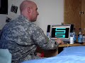 American soldier plays the scary maze