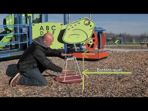 Installation of a product anchored to the ground by a system of galvanized steel stringers