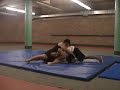 Tony Banh and Adam Bent during a grappling session practising wrestling with takedowns only, no groundfighting.This was the last thing we did before calling it quits for the day, so we were at it for about two hours or so...not exactly long, but we're both pretty out of shape (especially me, I'm reeeaalllly out of shape).Adam doesn't really have any grappling experience whatsoever, I have very basic knowledge with just a little bit of training in traditional Japanese jujitsu, sport judo, and some wrestling.Before this vid I started off teaching Adam some basic judo style falls (front, back, left-side, right-side) and how to get up from it self defense/MMA style (so, up kicking from the guard and keeping your hands up while stepping back up onto your feet and up).I then taught him the basic over under grip, two judo style throws, o-goshi (hip toss) and osotogari (big outer reaping throw), and two freestyle wrestling takedowns, single-leg and double-leg takedowns.Also, you can hear a loud ringing sound at the beginning of the round...and that was a web-browser based workout timer I was using (from SpeedBagForum.com) and I had it set for 3 minutes with 1 minute rest...though we started the rest a lot earlier then expected...lolOh, and I actually was using the timer during our sparring before that also, but for some reason, it wasn't ringing or making sound.  I then realized it was because I was using Firefox and forgot the timer made to be used for Internet Explorer... blah, so just a heads up for people who are gonna download that.