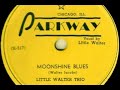 the chicago-based parkway  label issued some pioneering blues records including this early little walter side from the period before he became well known as a harmonica player. on 'moonshine blues' he plays guitar and is accompanied by muddy waters  on second guitar, and 'baby face'  leroy foster on drums.