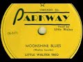 the chicago-based parkway  label issued some pioneering blues records including this early little walter side from the period before he became well known as a harmonica player. on 'moonshine blues' he plays guitar and is accompanied by muddy waters  on second guitar, and 'baby face'  leroy foster on drums.