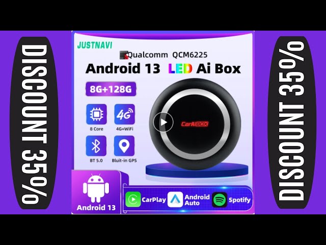 JUSTNAVI QCM6225 CarPlay Ai Box Android 13 Wireless CarPlay Andr in Audio & GPS in Hope / Kent