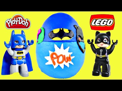 surprise - This BIG Egg cover in Play Doh is filled with surprise Lego toys from the Duplo Batman Batcave Adventure Playset. DC Comics Lego Batman toys are great for children ages 2-5. Lego Construction...