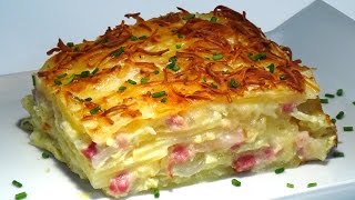 Receta Patatas al gratén con cebolla, bacon y queso Manchego