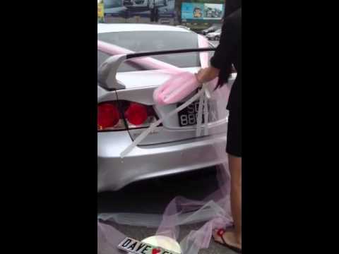 how to attach wedding ribbon to a car