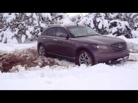 FX 35 stuck in the snow.