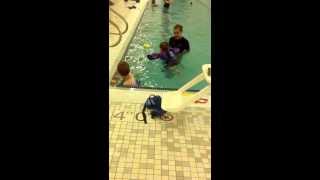 Xavier at 3 at swimming lessons at the YMCA