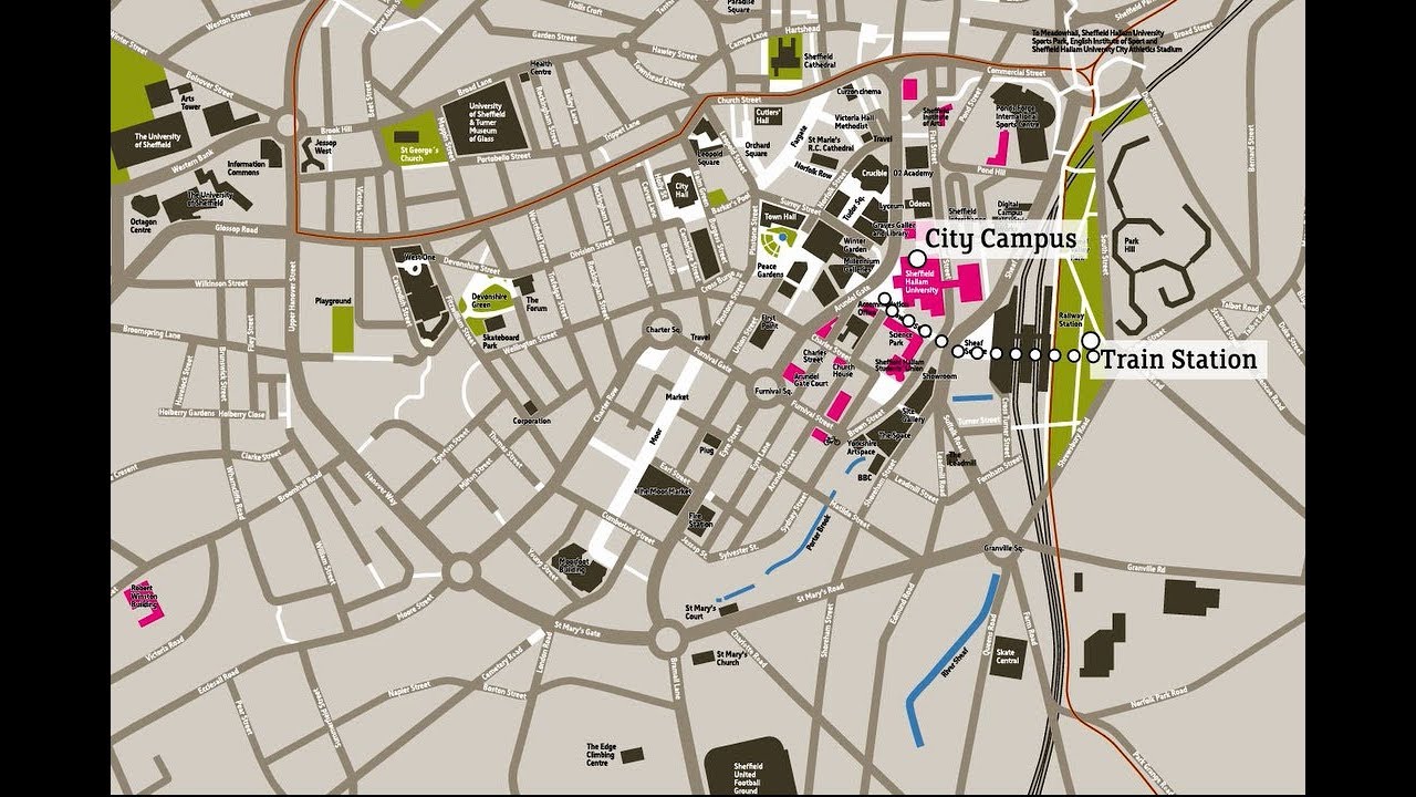 Walking route from train station to City Campus