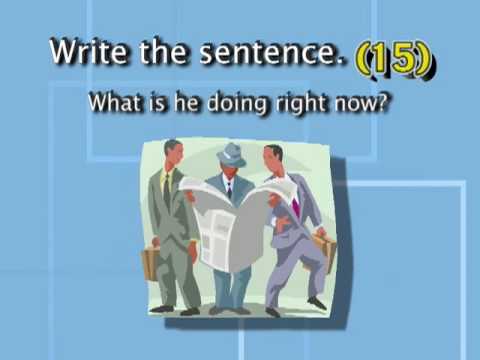 Daily activities of Part 9 of 9 - to write the sentence. (Present continuous)