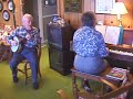 jim robinson (88) banjo, and ruthellen robinson (85) piano, play scrap iron at home in kansas city in 2001