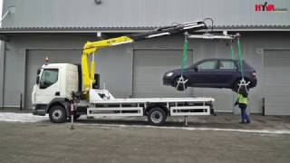 Recovery DAF truck lifting car by crane - Hyva Crane Car Recovery Application