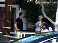 lindsay lohan's close friend samantha ronson and balthazar getty sstand outside fred segal and enjoy a 'red bull'. samantha ronson showed balthazar how to use his phone, as she owns the same model. they are seen laughing and talking before saying goodbye.