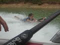 Me barefooting on shortline off the boom