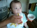 Angus eating congee